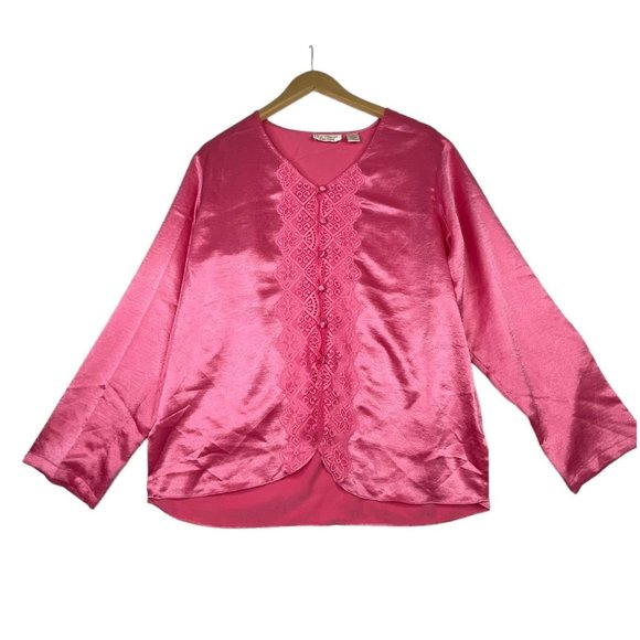 VIctorias Secret Vintage Gold Label Pajama Top size Medium Hot Pink - Picture 1 of 6